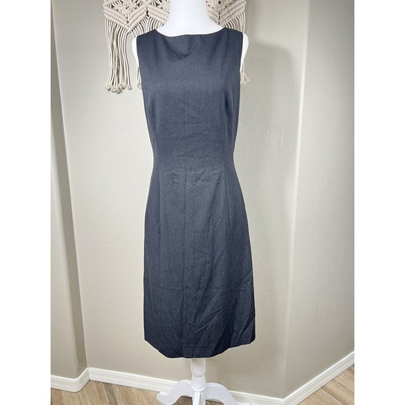 TAHARI ASL Womens Size 8 Gray Lined Sleeveless Knee Length Sheath Dress FLAW - Picture 1 of 16